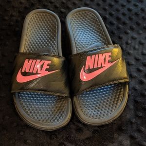 Pink and Black Nike Slides Size 8